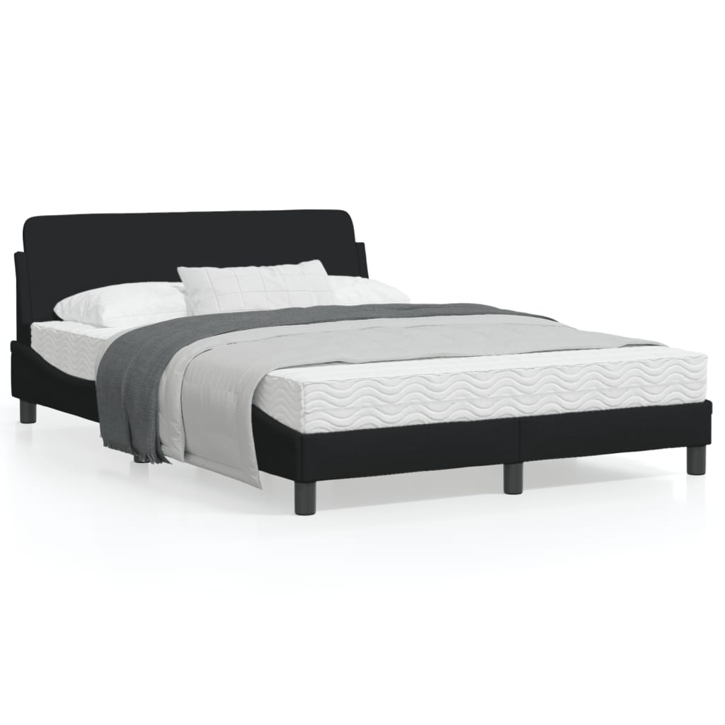 Cadru de pat cu tăblie, negru, 140x190 cm, textil GartenMobel Dekor