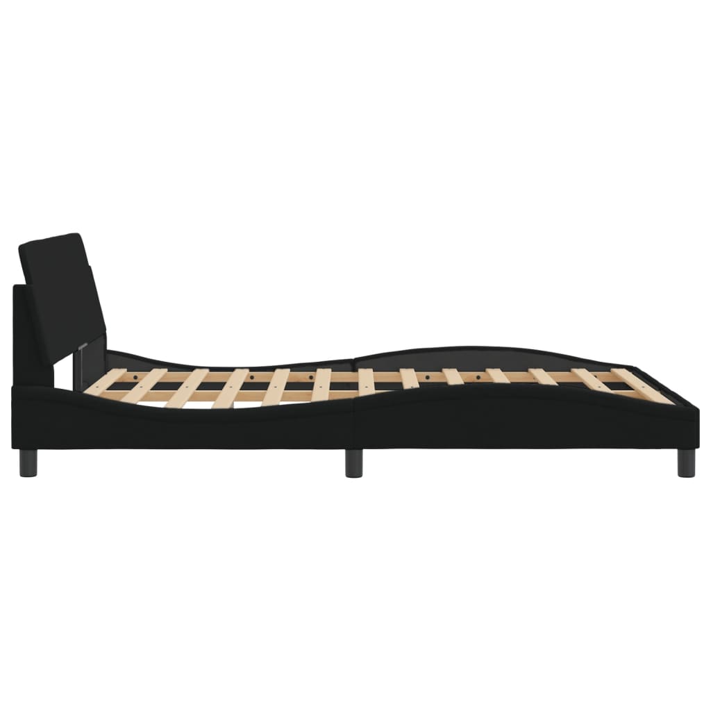 Cadru de pat cu tăblie, negru, 140x190 cm, textil GartenMobel Dekor