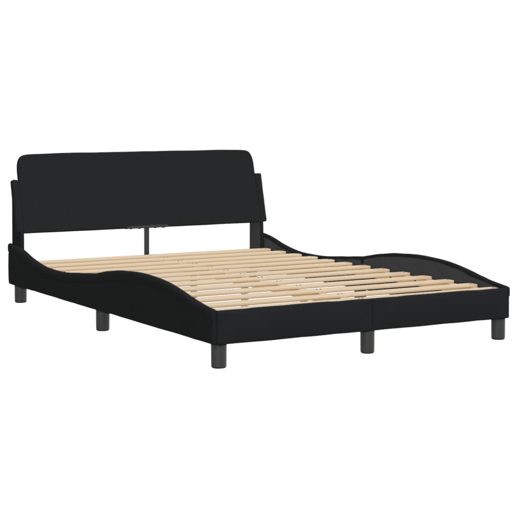 Cadru de pat cu tăblie, negru, 140x190 cm, textil GartenMobel Dekor