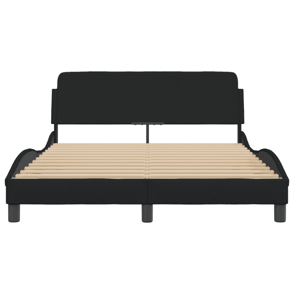 Cadru de pat cu tăblie, negru, 140x190 cm, textil GartenMobel Dekor
