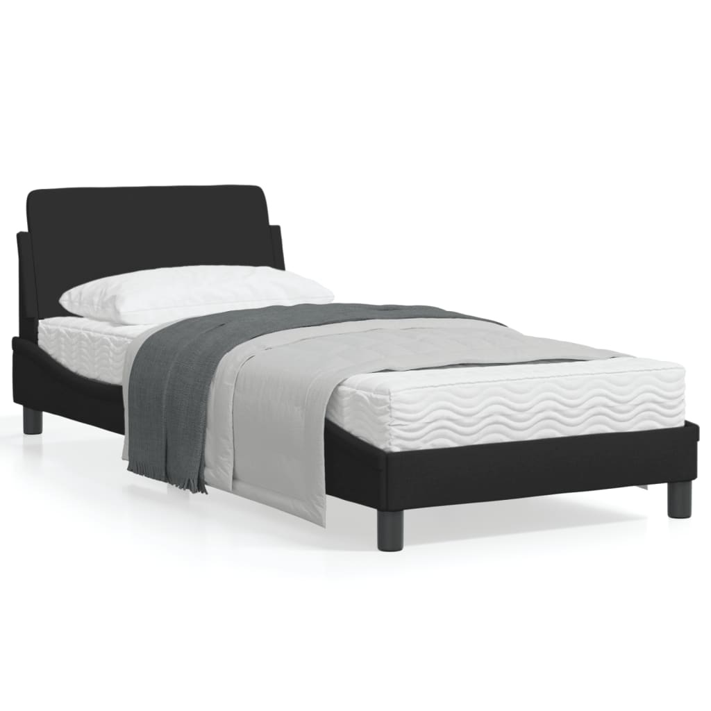 Cadru de pat cu tăblie, negru, 90x200 cm, textil GartenMobel Dekor