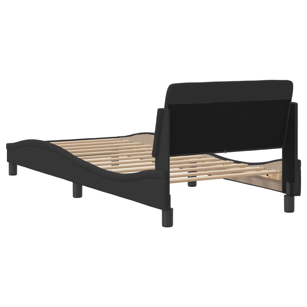 Cadru de pat cu tăblie, negru, 90x200 cm, textil GartenMobel Dekor
