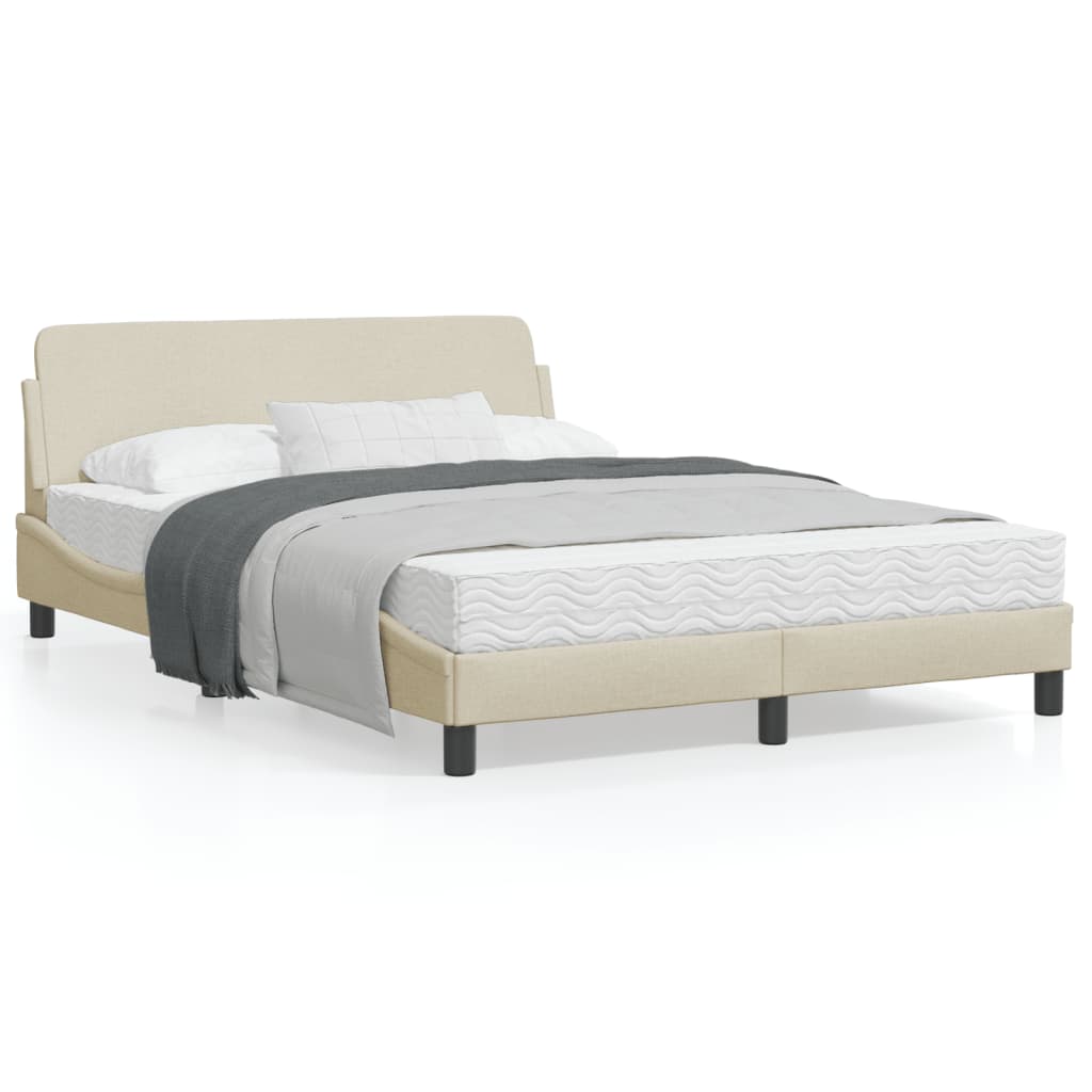 Cadru de pat cu tăblie, crem, 140x200 cm, textil GartenMobel Dekor