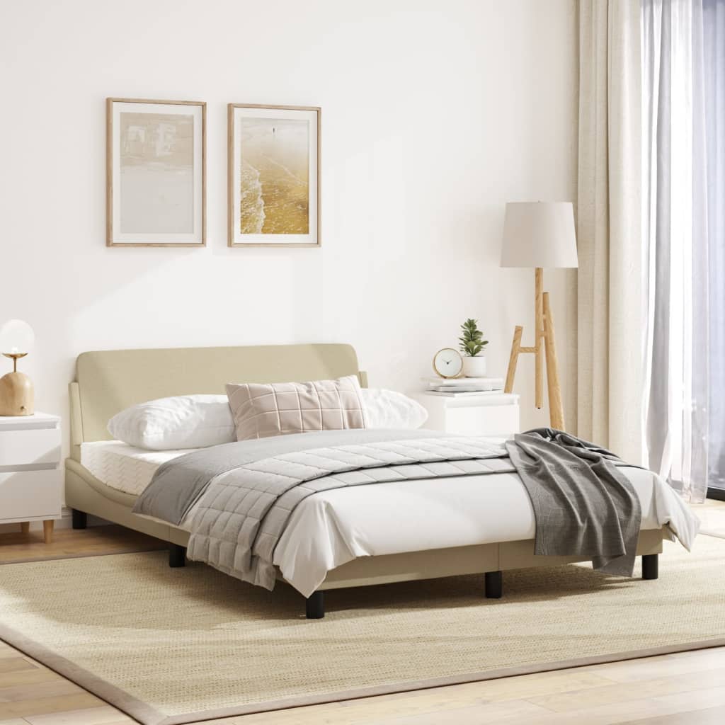 Cadru de pat cu tăblie, crem, 140x200 cm, textil GartenMobel Dekor