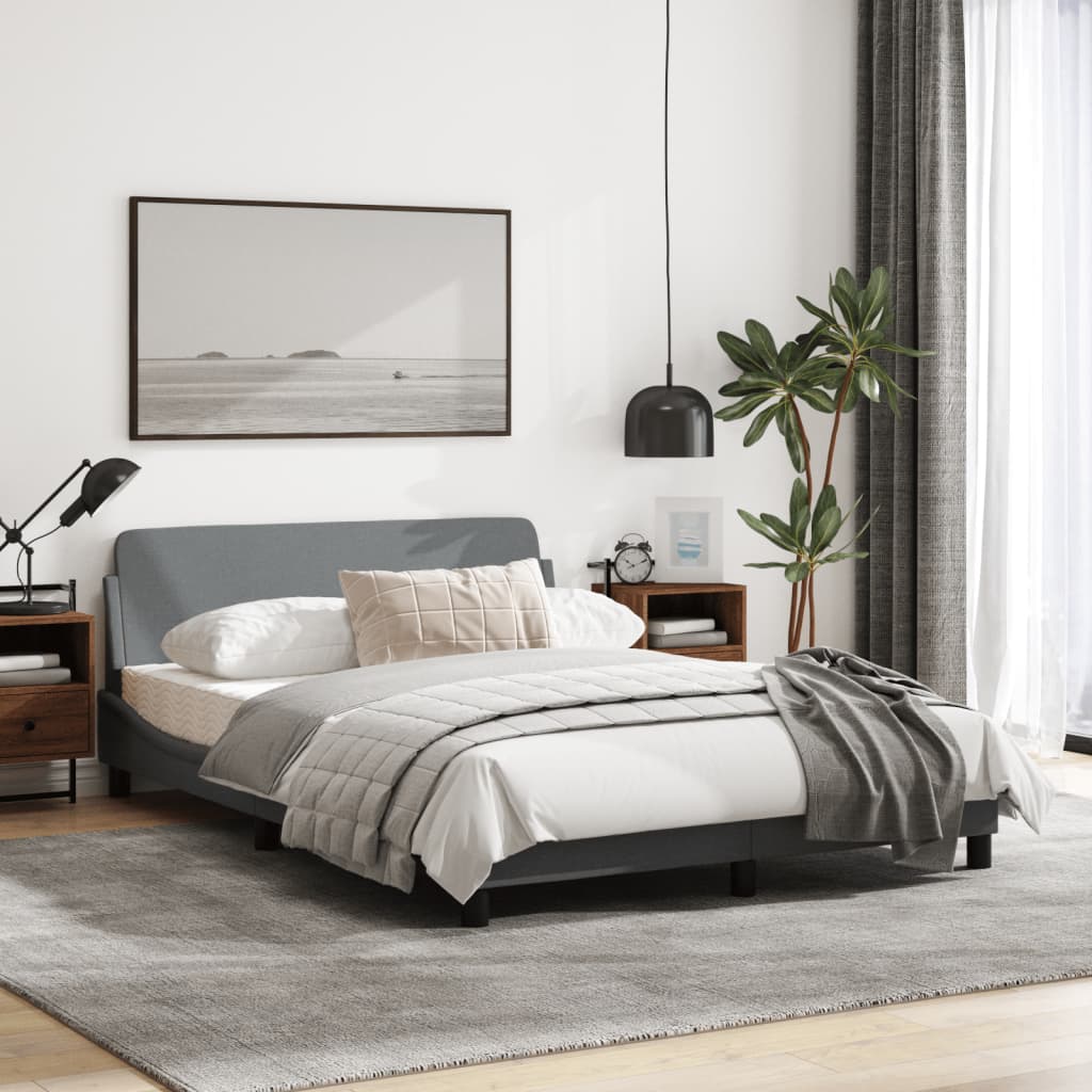 Cadru de pat cu tăblie, gri deschis, 140x200 cm, textil GartenMobel Dekor