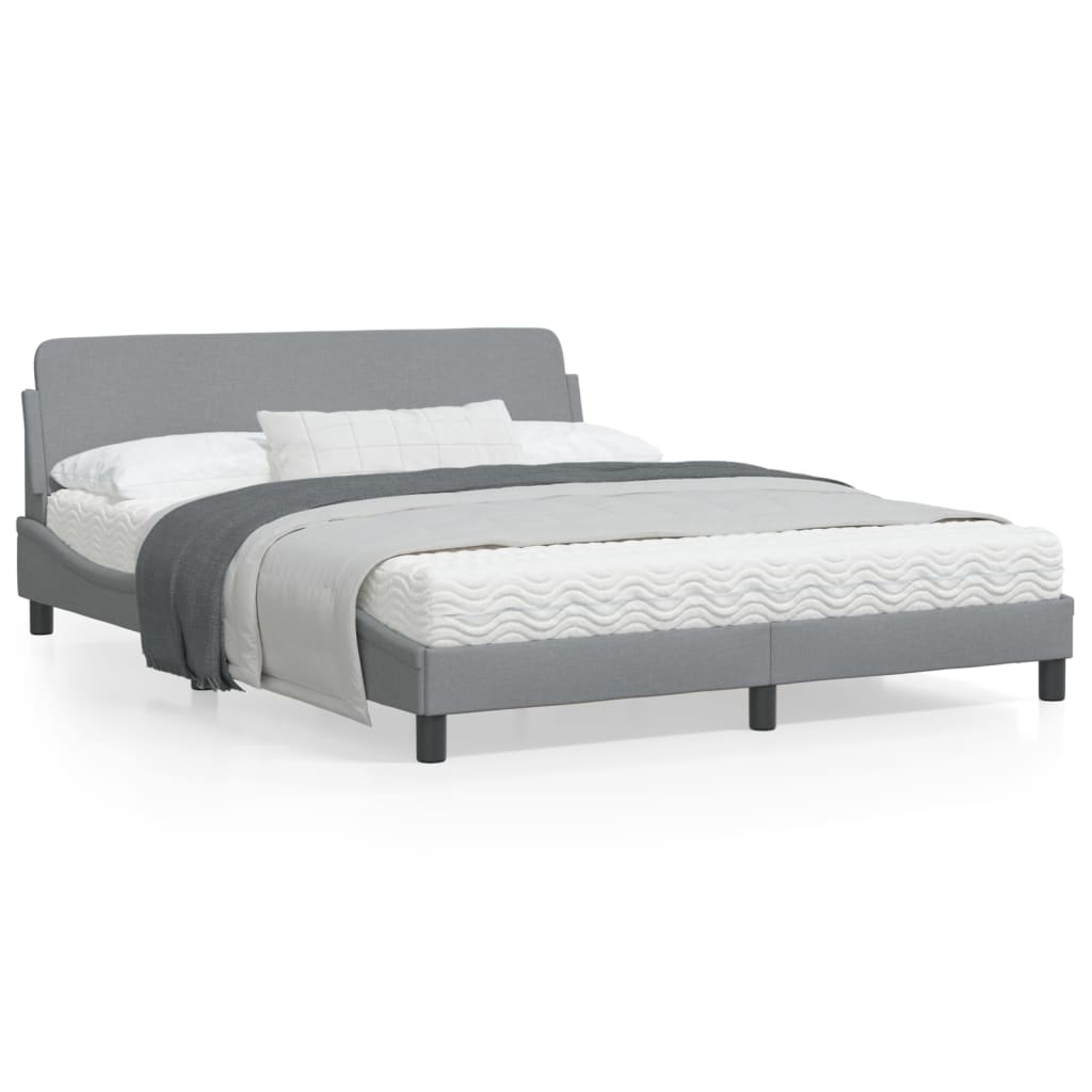 Cadru de pat cu tăblie, gri deschis, 160x200 cm, textil GartenMobel Dekor