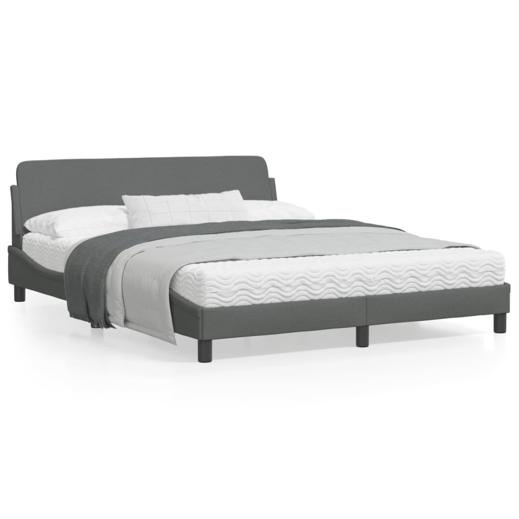 Cadru de pat cu tăblie, gri închis, 160x200 cm, textil GartenMobel Dekor