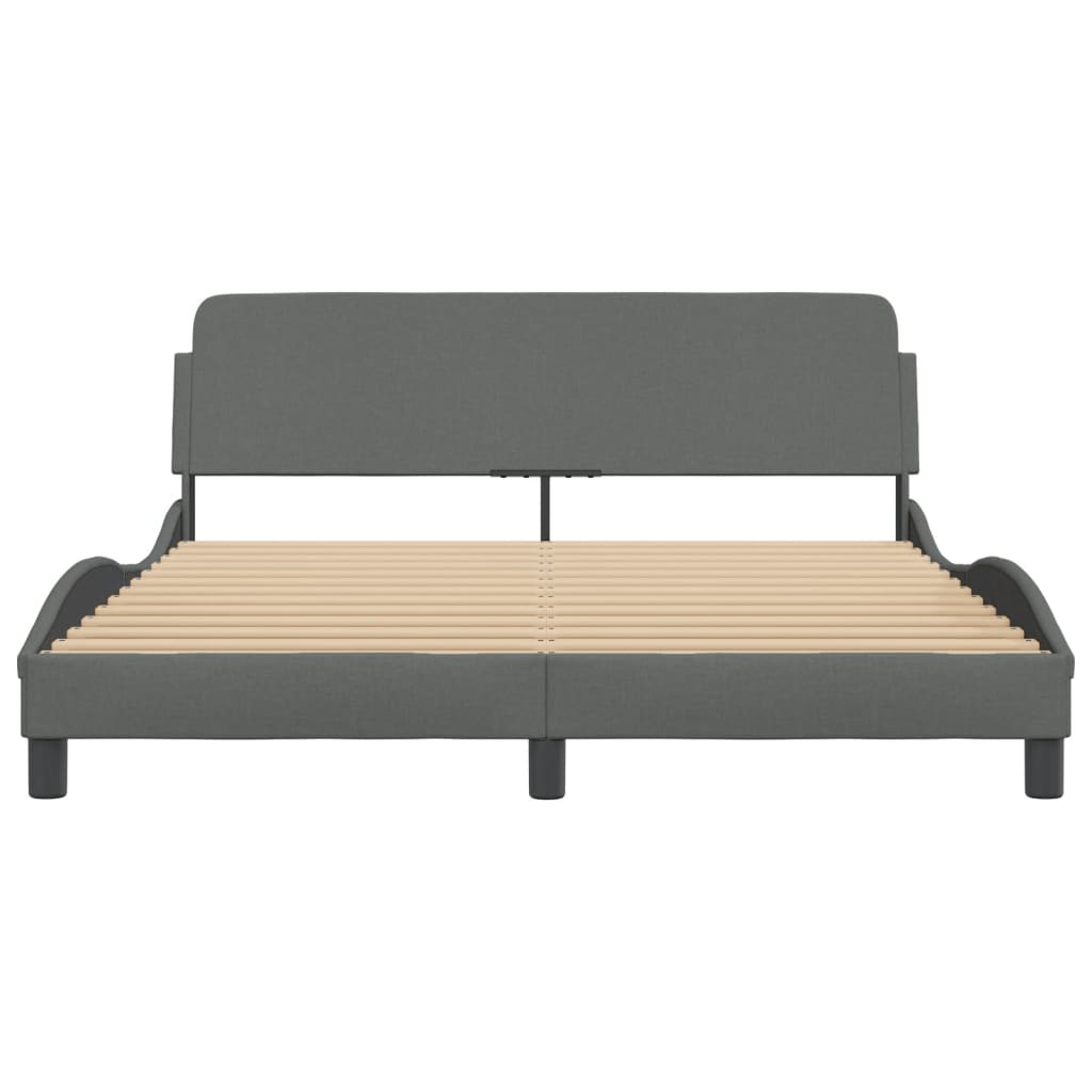 Cadru de pat cu tăblie, gri închis, 160x200 cm, textil GartenMobel Dekor