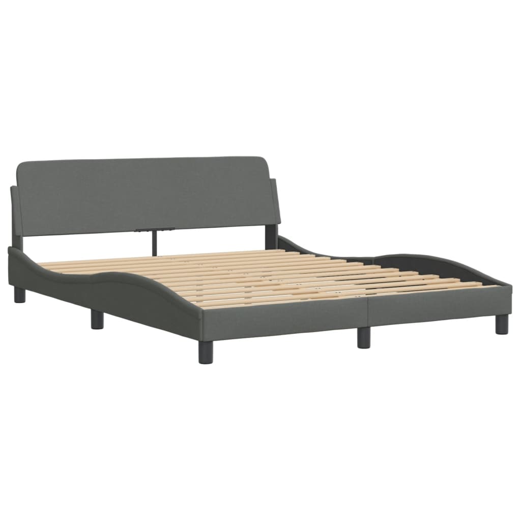 Cadru de pat cu tăblie, gri închis, 160x200 cm, textil GartenMobel Dekor
