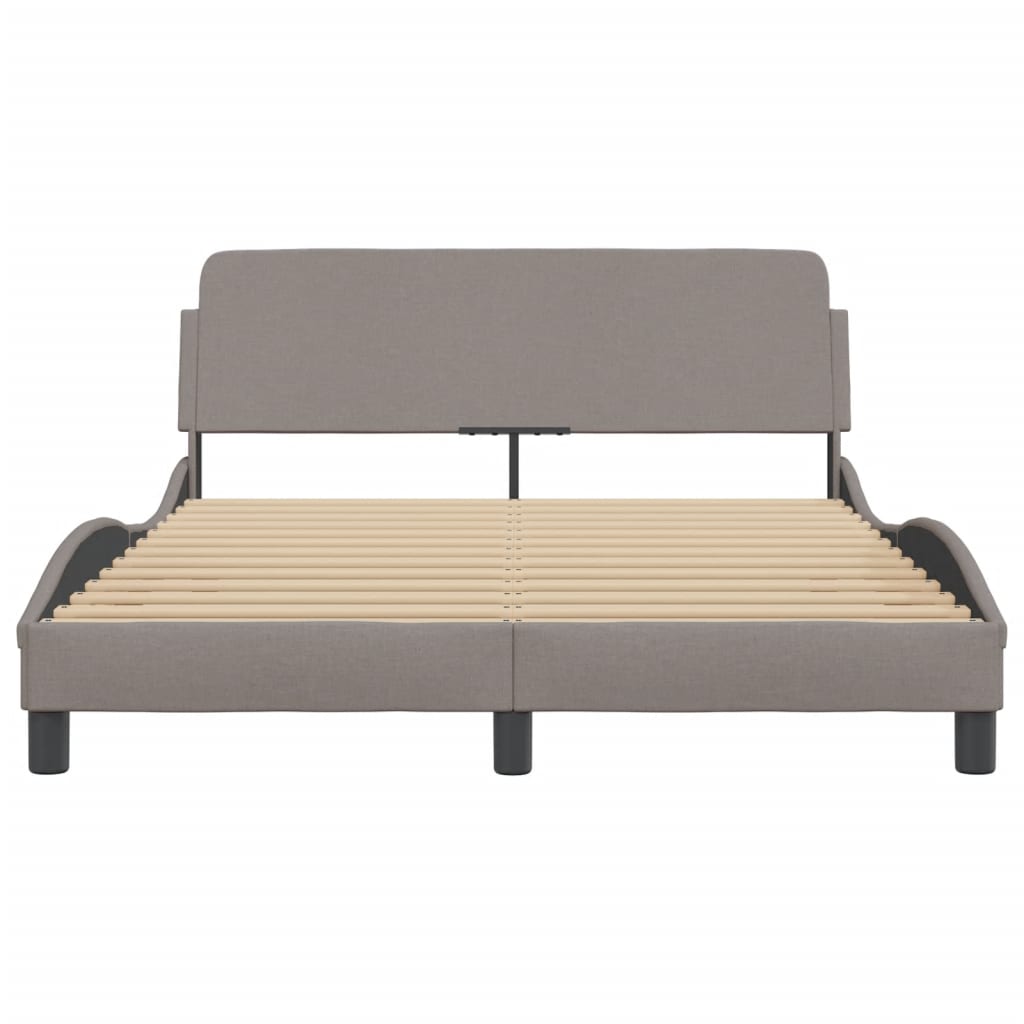Cadru de pat cu tăblie, gri taupe, 140x200 cm, textil GartenMobel Dekor