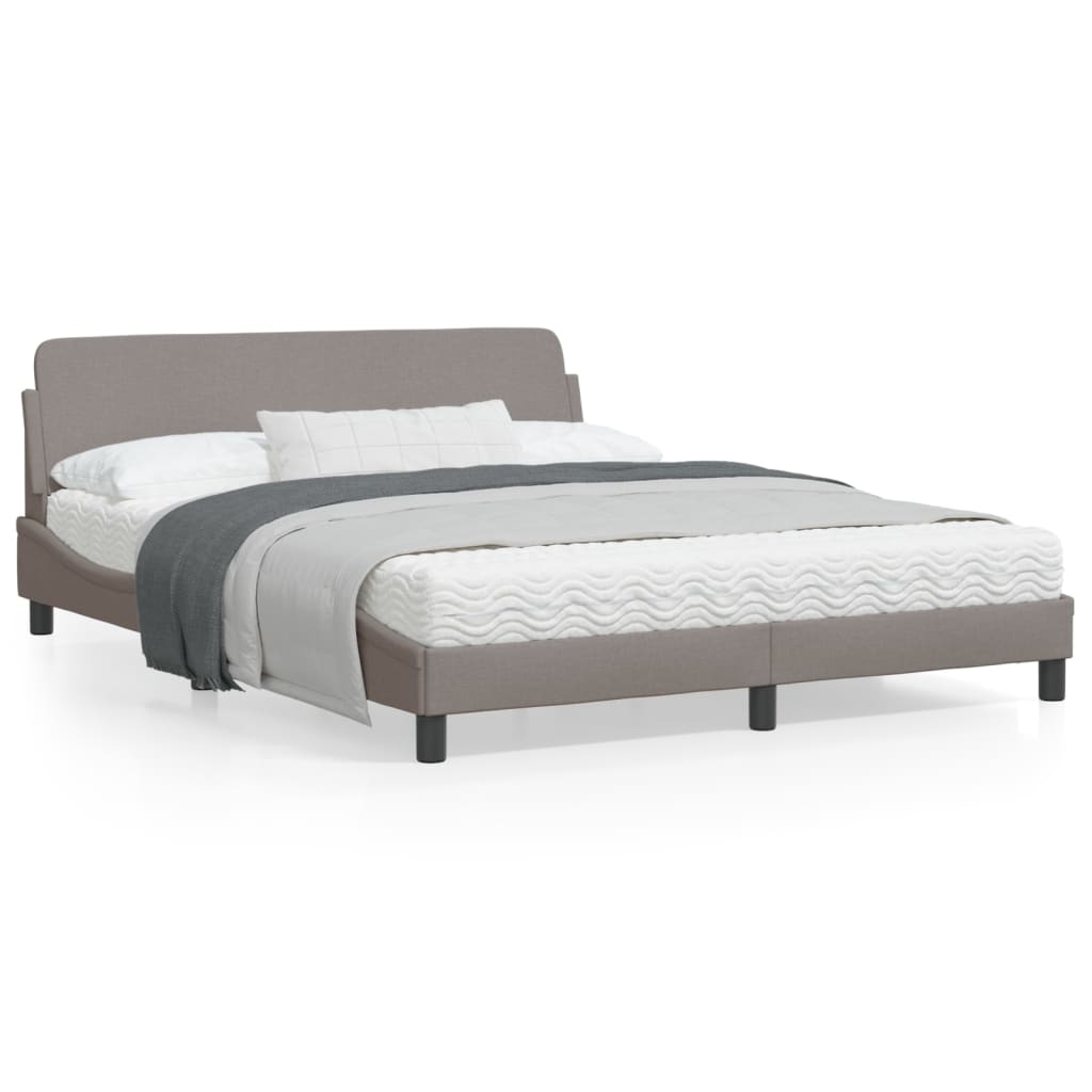 Cadru de pat cu tăblie, gri taupe, 160x200 cm, textil GartenMobel Dekor