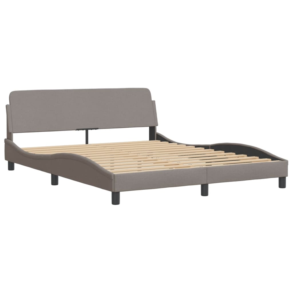 Cadru de pat cu tăblie, gri taupe, 160x200 cm, textil GartenMobel Dekor