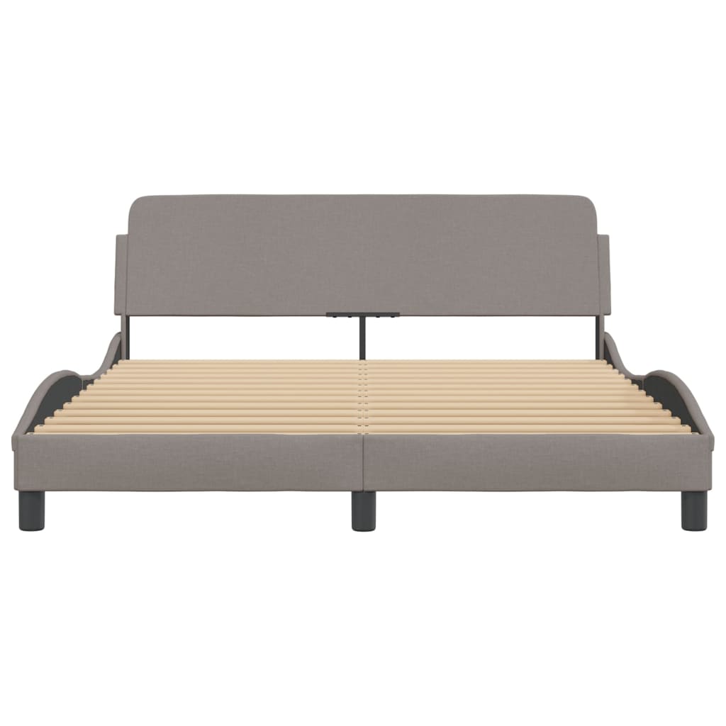 Cadru de pat cu tăblie, gri taupe, 160x200 cm, textil GartenMobel Dekor