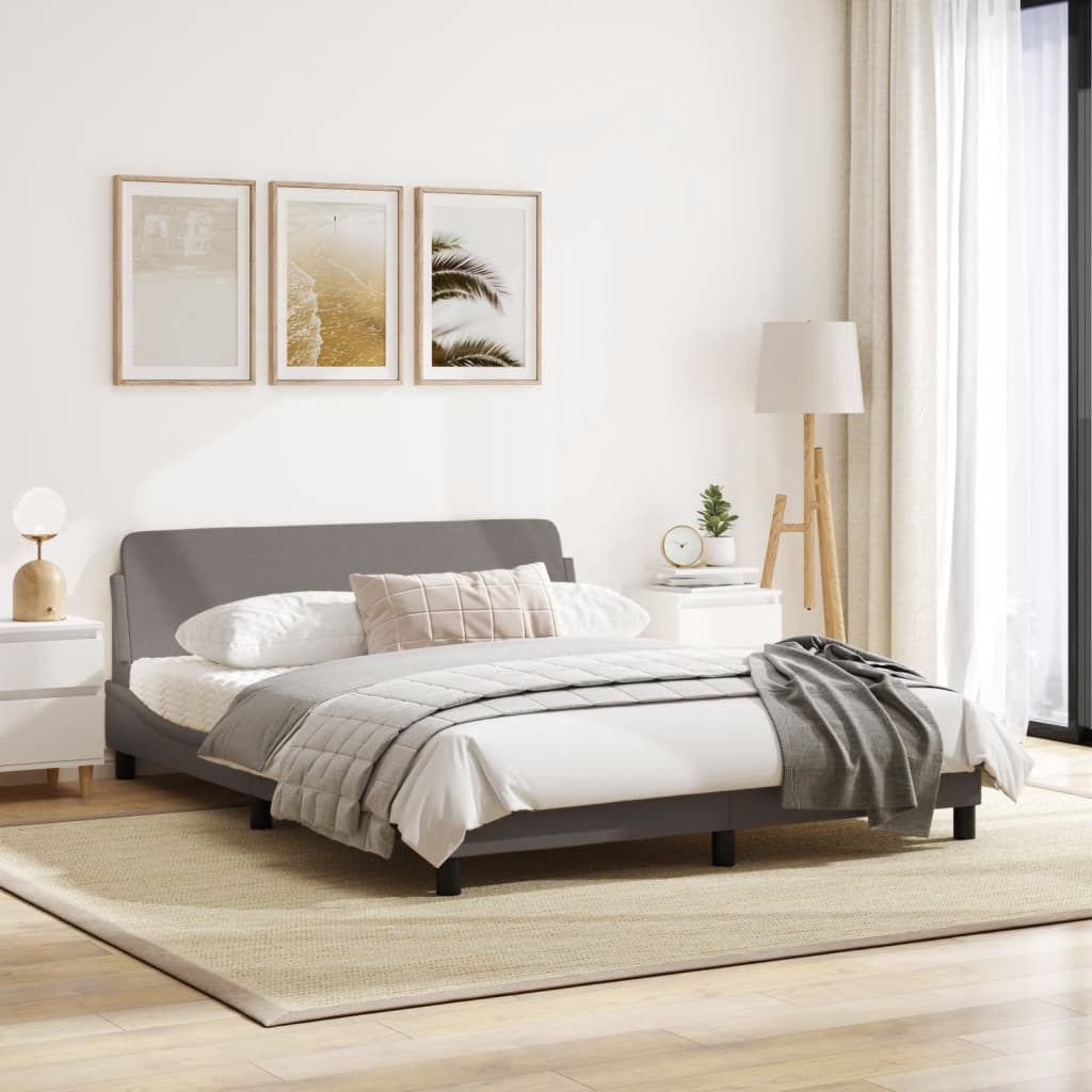 Cadru de pat cu tăblie, gri taupe, 160x200 cm, textil GartenMobel Dekor