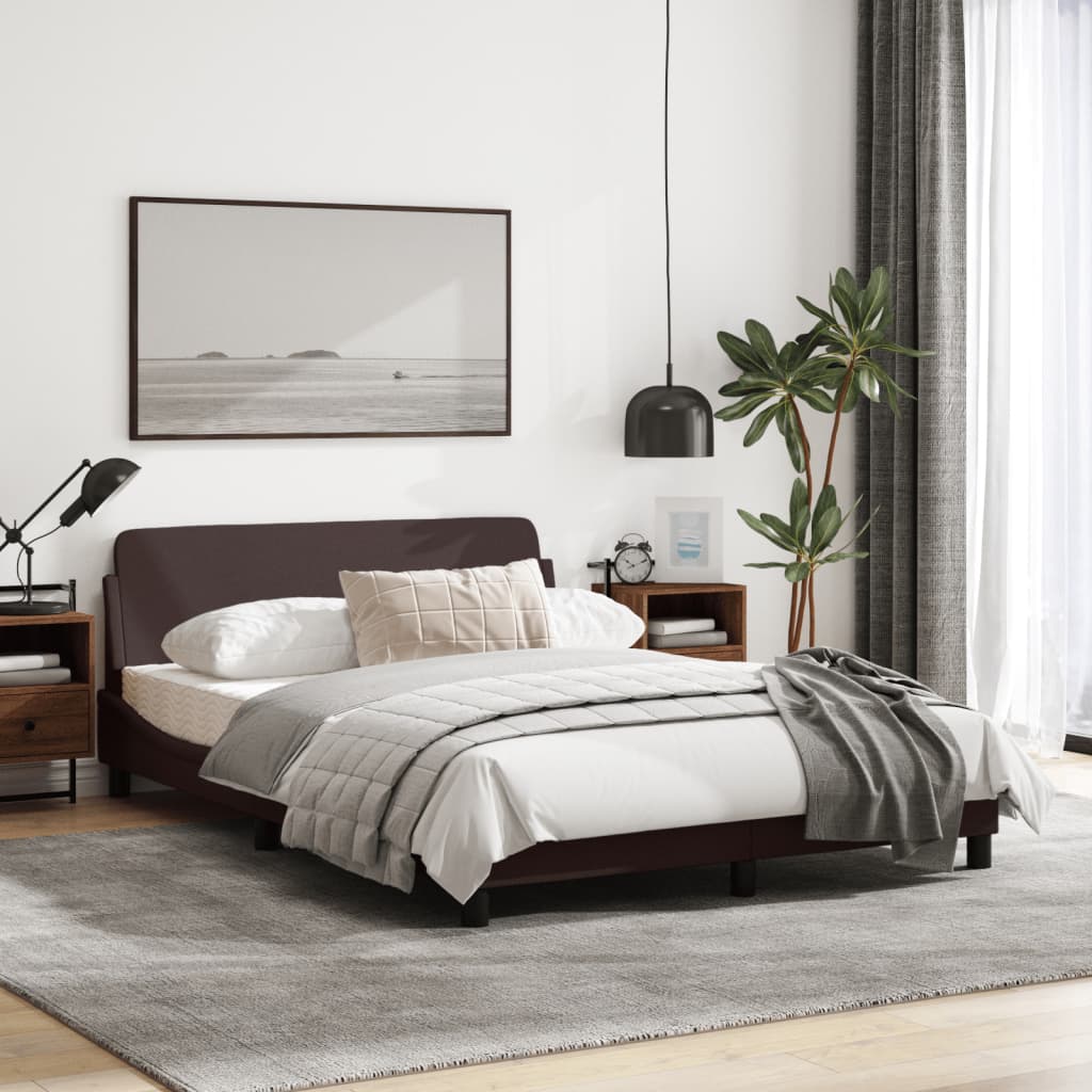 Cadru de pat cu tăblie, maro închis, 140x200 cm, textil GartenMobel Dekor