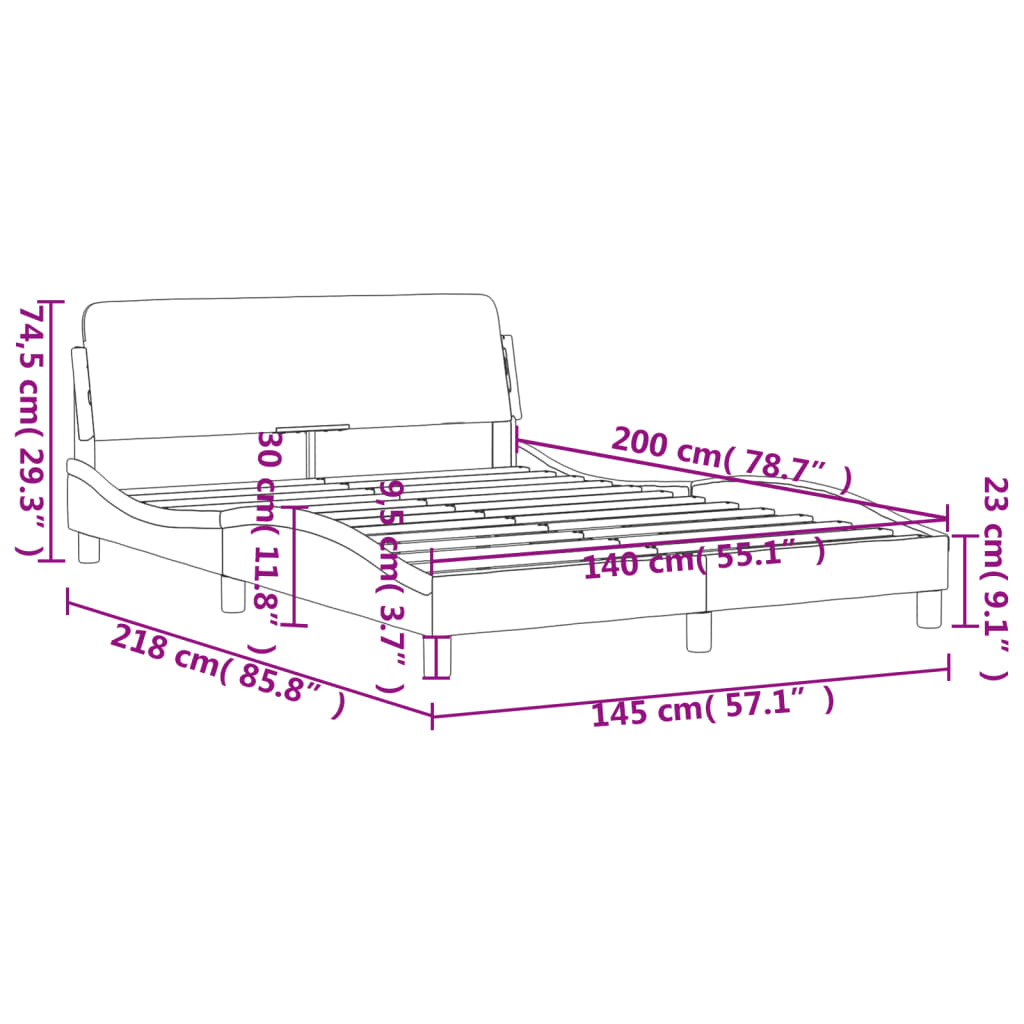 Cadru de pat cu tăblie, maro închis, 140x200 cm, textil GartenMobel Dekor