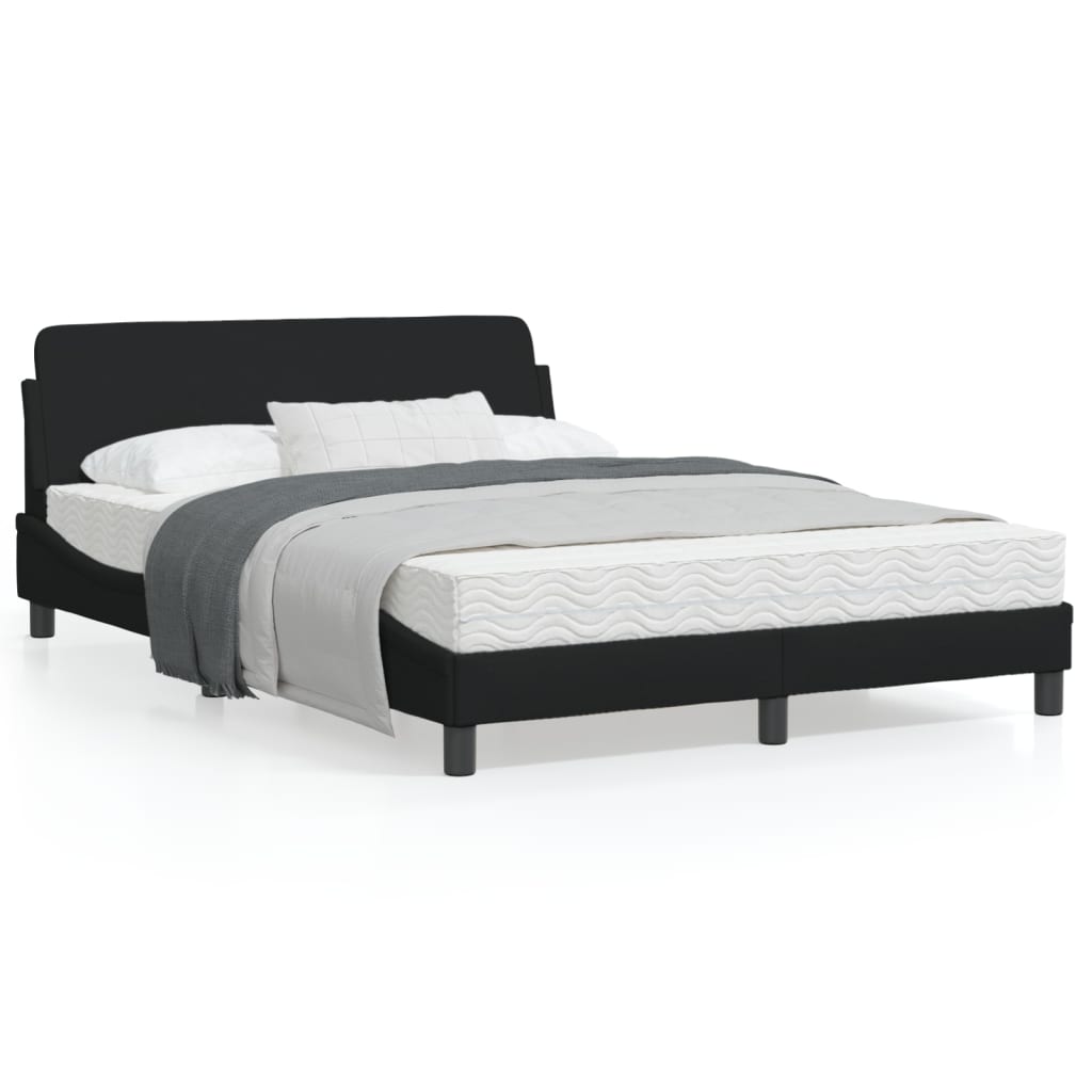 Cadru de pat cu tăblie, negru, 140x200 cm, textil GartenMobel Dekor