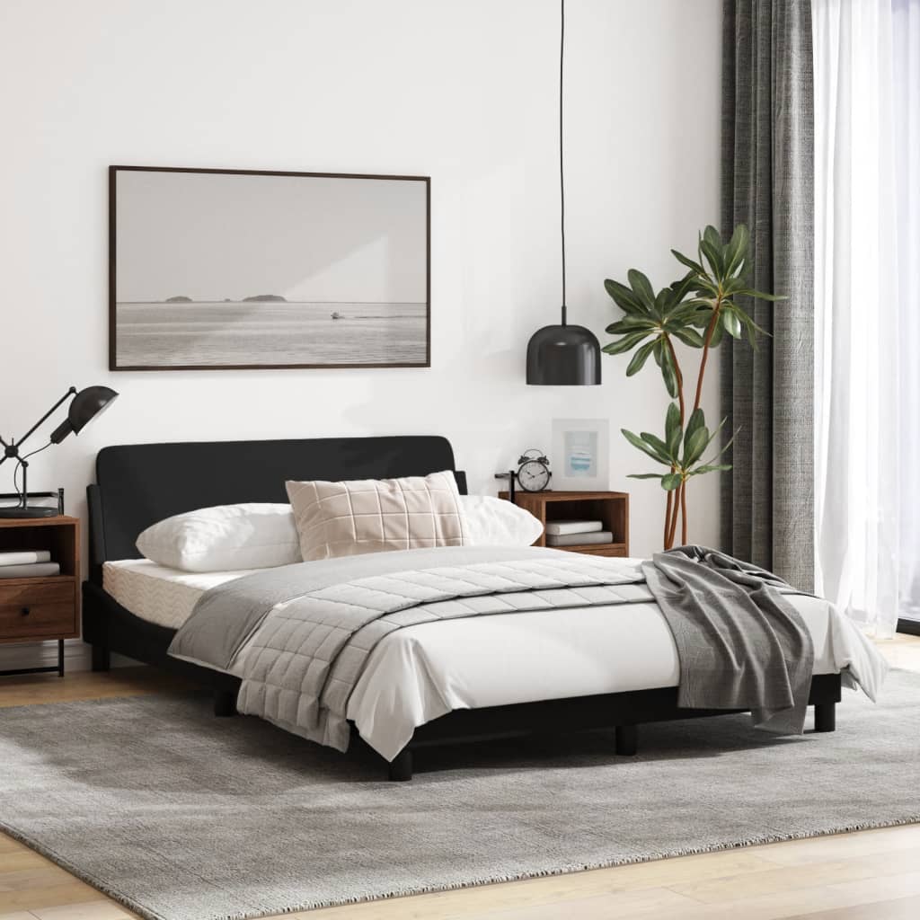 Cadru de pat cu tăblie, negru, 140x200 cm, textil GartenMobel Dekor