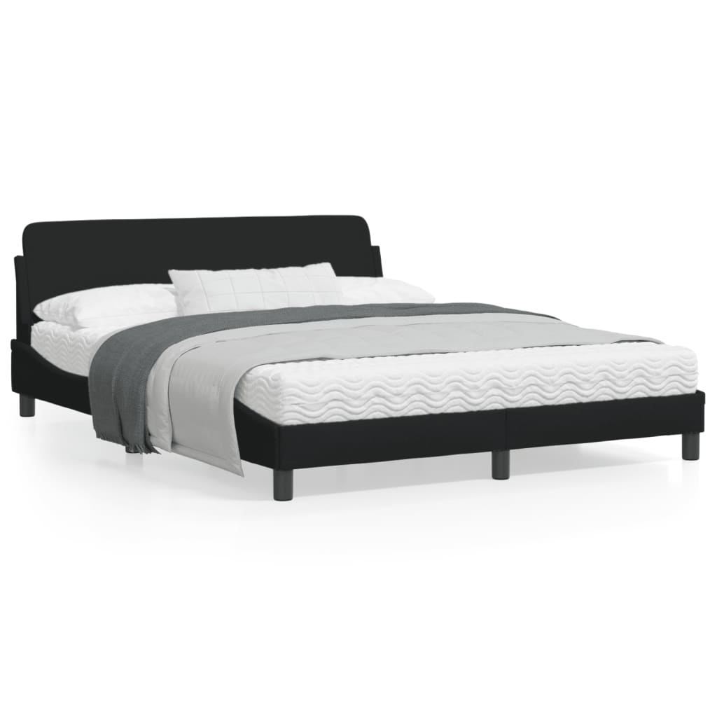 Cadru de pat cu tăblie, negru, 160x200 cm, textil GartenMobel Dekor