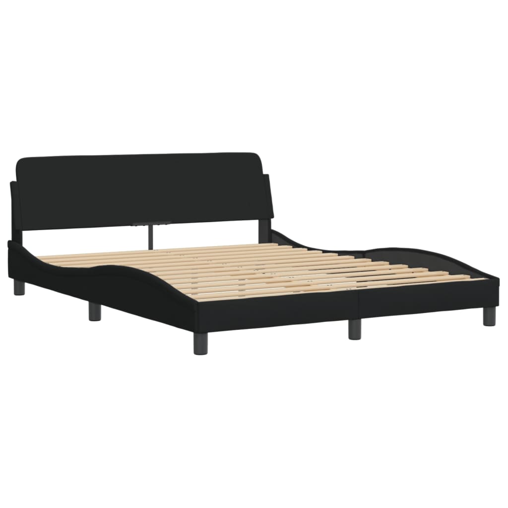 Cadru de pat cu tăblie, negru, 160x200 cm, textil GartenMobel Dekor