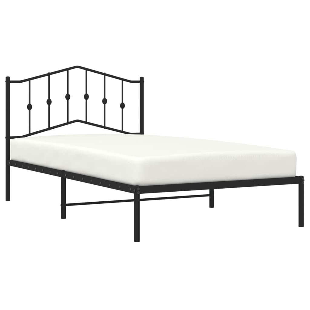 Cadru de pat din metal cu tăblie, negru, 107x203 cm GartenMobel Dekor
