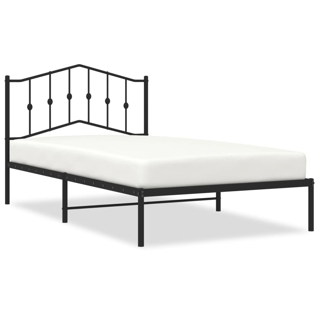 Cadru de pat din metal cu tăblie, negru, 107x203 cm GartenMobel Dekor