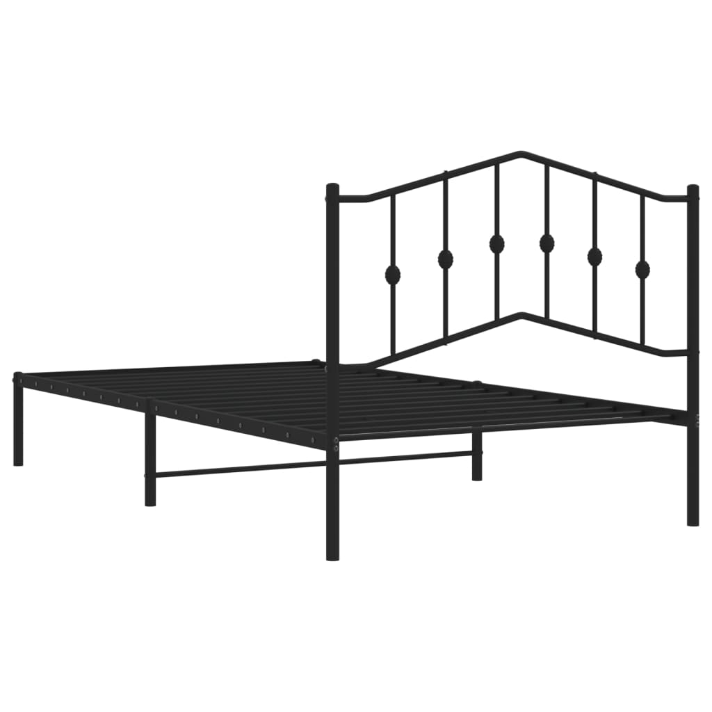 Cadru de pat din metal cu tăblie, negru, 107x203 cm GartenMobel Dekor