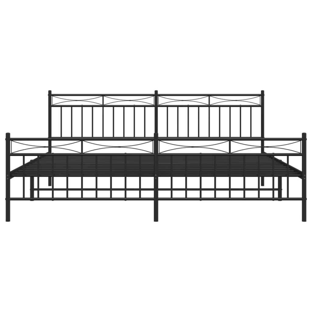 Cadru pat metalic cu tăblii de cap/picioare, negru, 193x203 cm GartenMobel Dekor