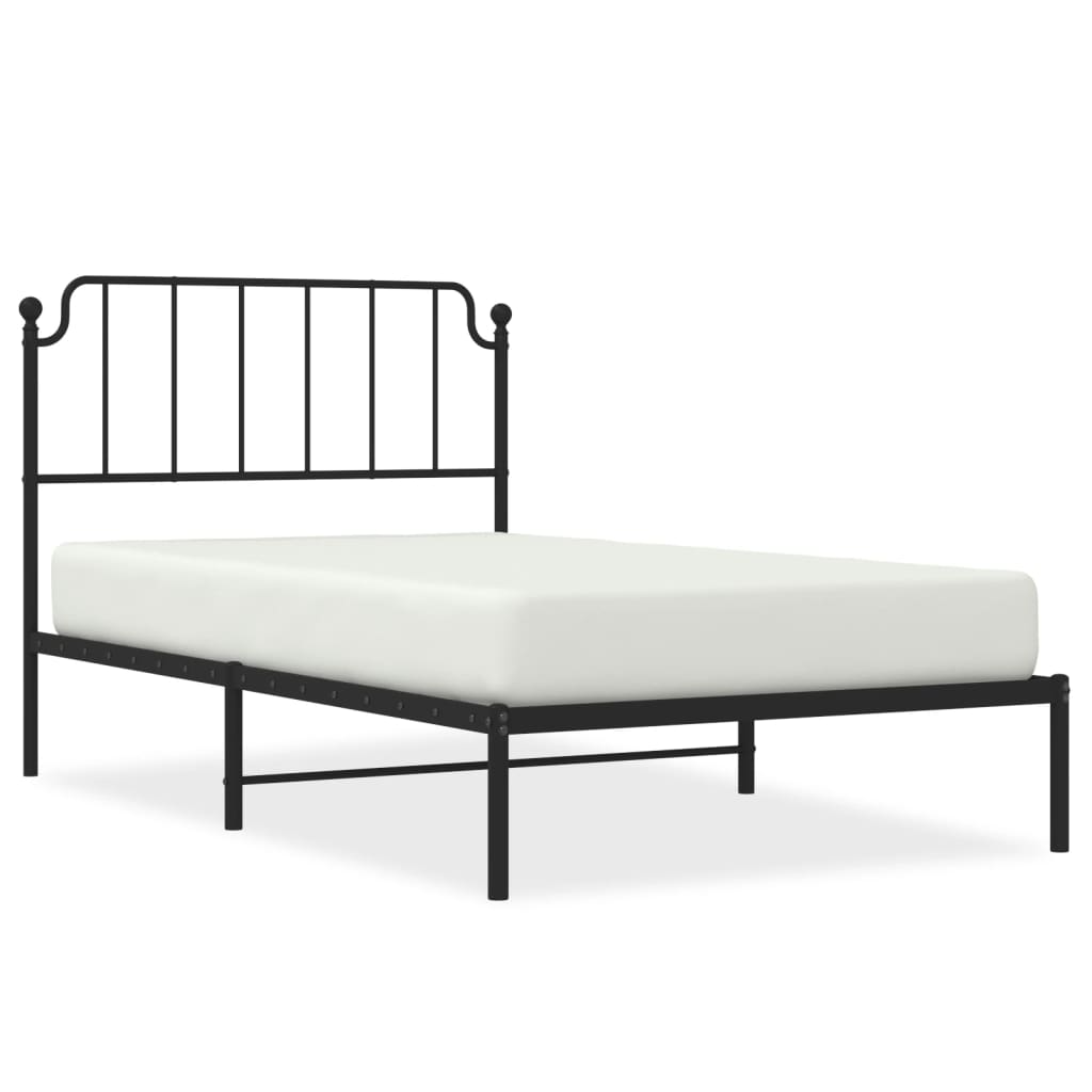 Cadru de pat din metal cu tăblie, negru, 107x203 cm GartenMobel Dekor