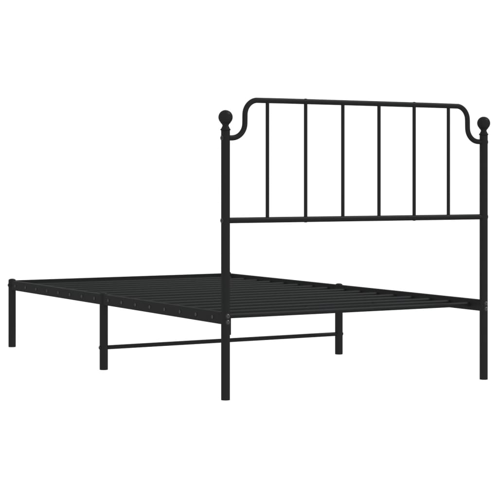 Cadru de pat din metal cu tăblie, negru, 107x203 cm GartenMobel Dekor