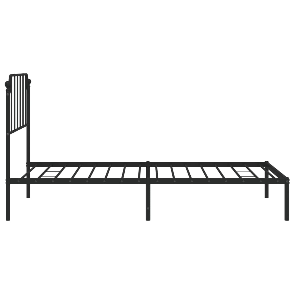 Cadru de pat din metal cu tăblie, negru, 107x203 cm GartenMobel Dekor