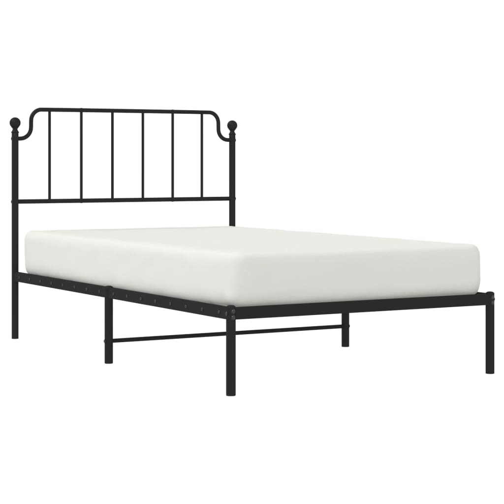 Cadru de pat din metal cu tăblie, negru, 107x203 cm GartenMobel Dekor