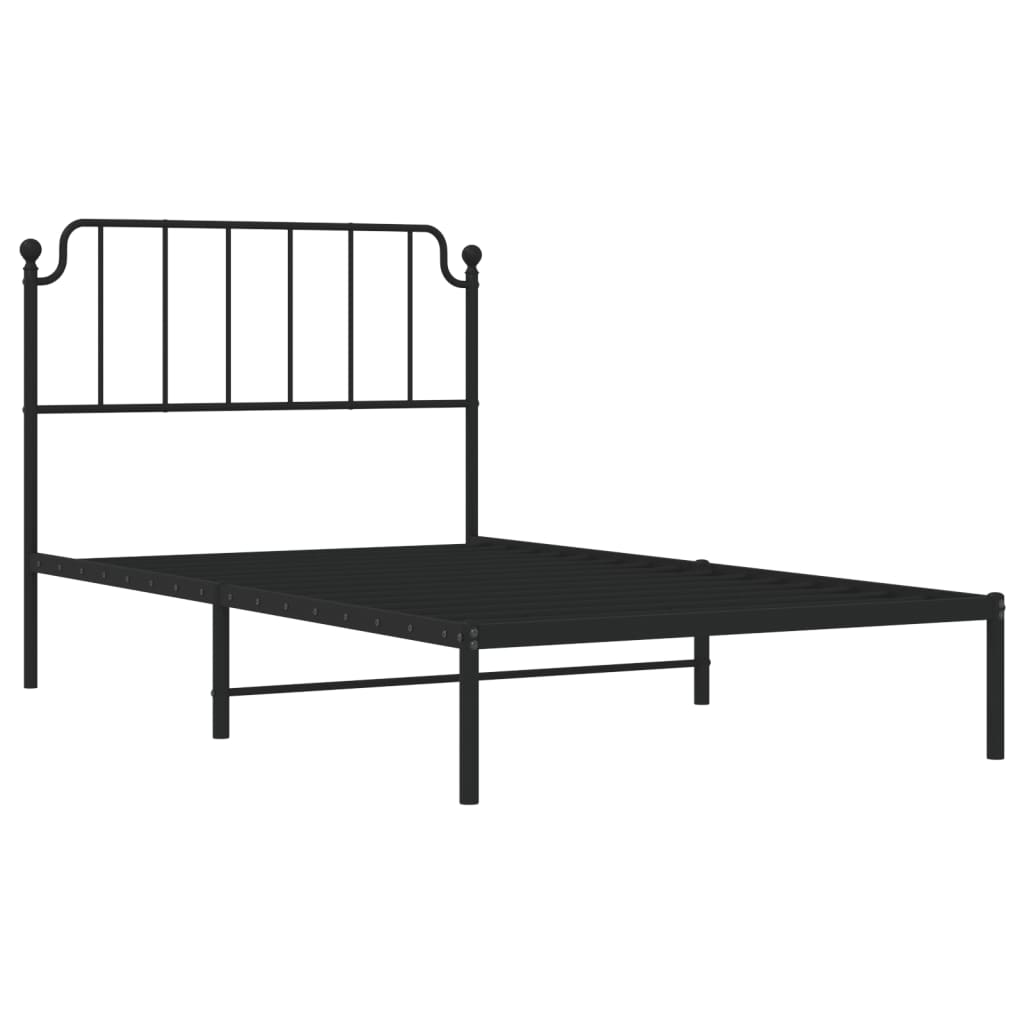 Cadru de pat din metal cu tăblie, negru, 107x203 cm GartenMobel Dekor