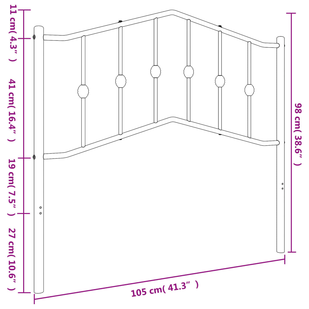 Tăblie de pat metalică, alb, 100 cm GartenMobel Dekor