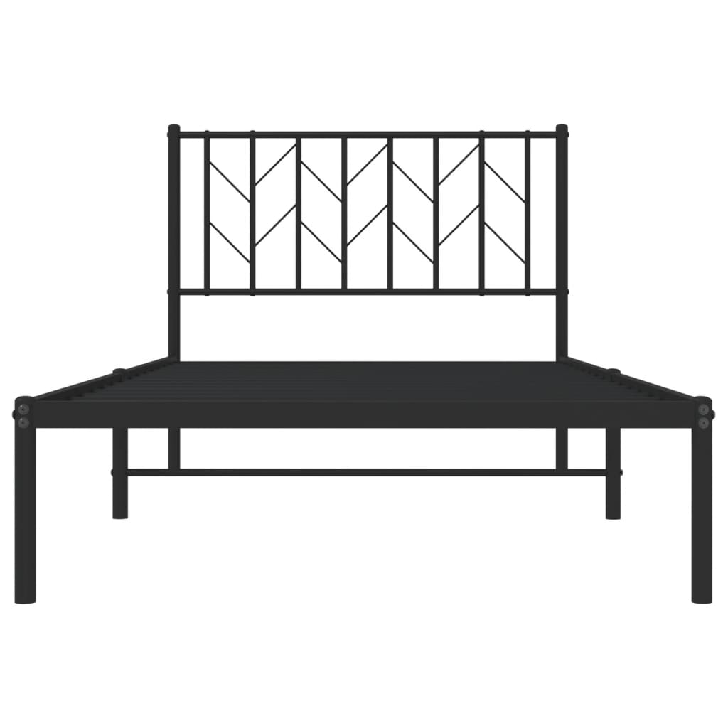 Cadru de pat din metal cu tăblie, negru, 100x200 cm GartenMobel Dekor
