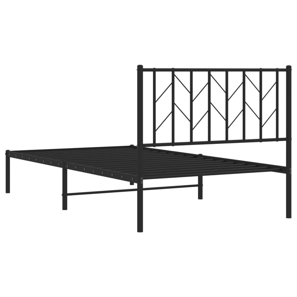 Cadru de pat din metal cu tăblie, negru, 100x200 cm GartenMobel Dekor