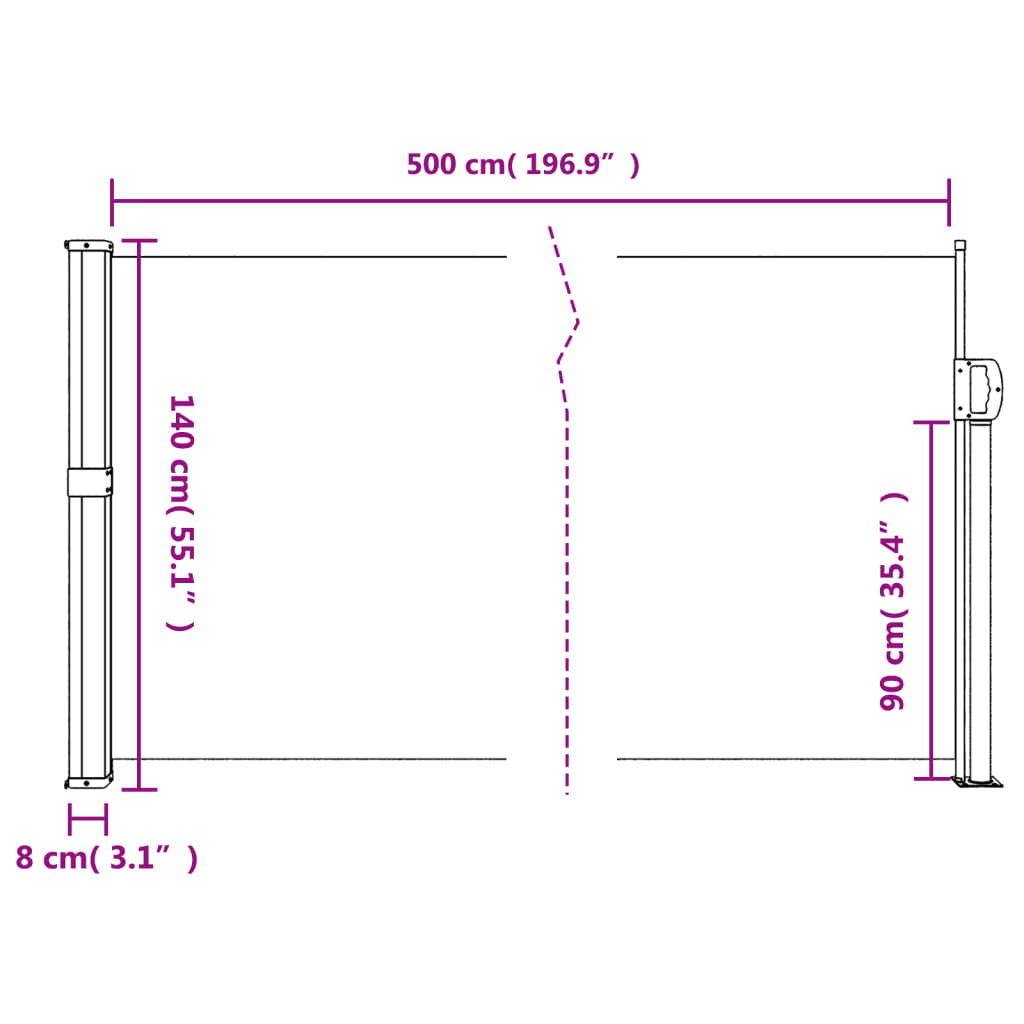 Copertina laterală retractabilă, roșu, 140x500 cm GartenMobel Dekor
