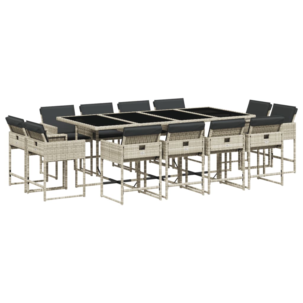 Set mobilier de grădină cu perne 13 piese gri deschis poliratan GartenMobel Dekor