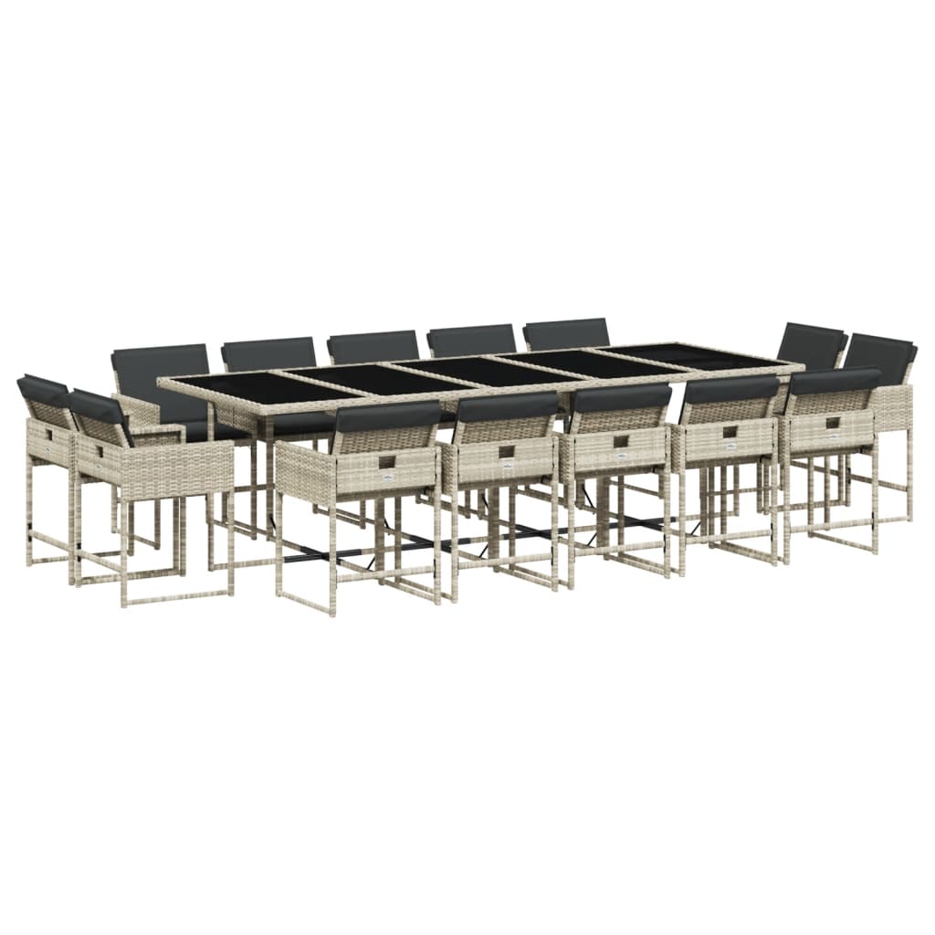 Set mobilier de grădină cu perne 15 piese gri deschis poliratan GartenMobel Dekor