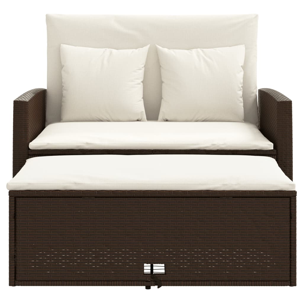 Canapea de grădină cu perne, 2 locuri, maro, poliratan GartenMobel Dekor