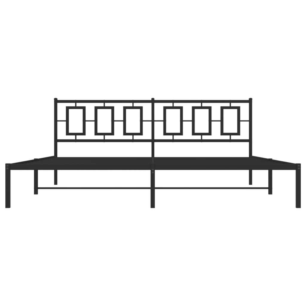 Cadru de pat metalic cu tăblie, negru, 200x200 cm GartenMobel Dekor
