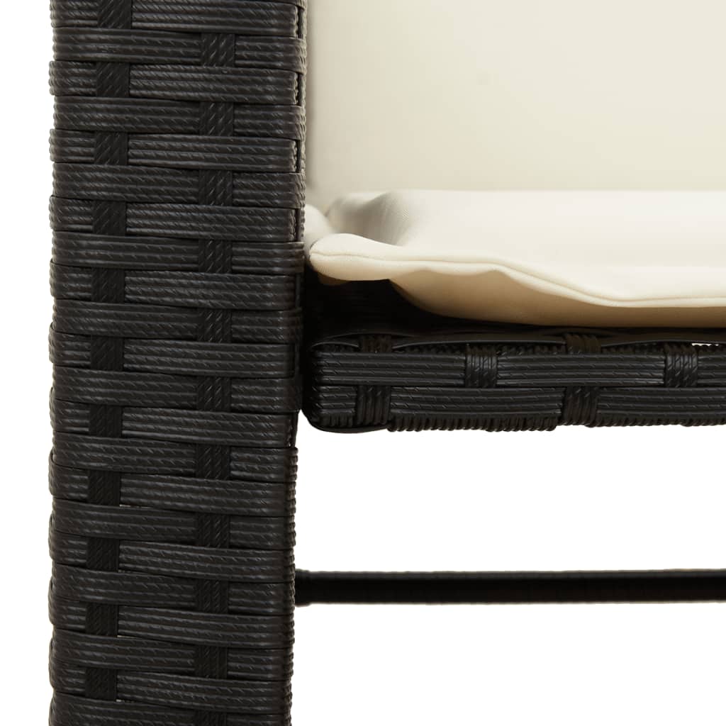 Canapea de grădină cu 2 locuri cu masă și scaune negru poliratan GartenMobel Dekor