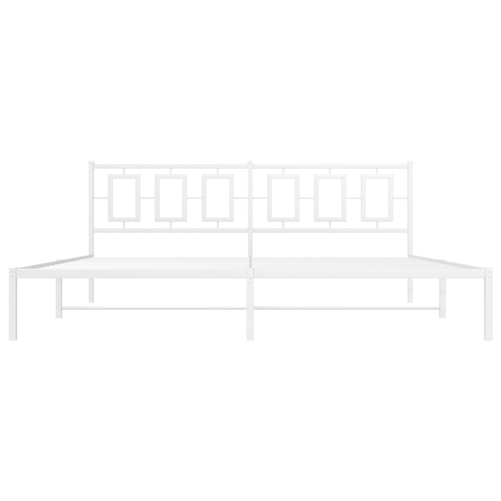 Cadru de pat metalic cu tăblie, alb, 200x200 cm GartenMobel Dekor