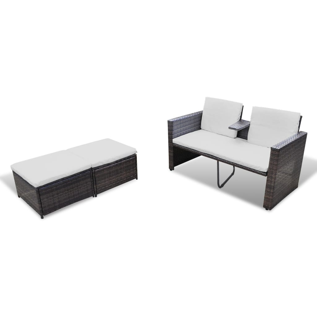 Set mobilier de grădină cu perne, 4 piese, maro, poliratan GartenMobel Dekor