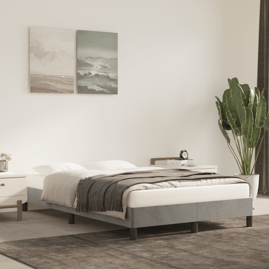 Cadru de pat, gri deschis, 120x190 cm, catifea GartenMobel Dekor
