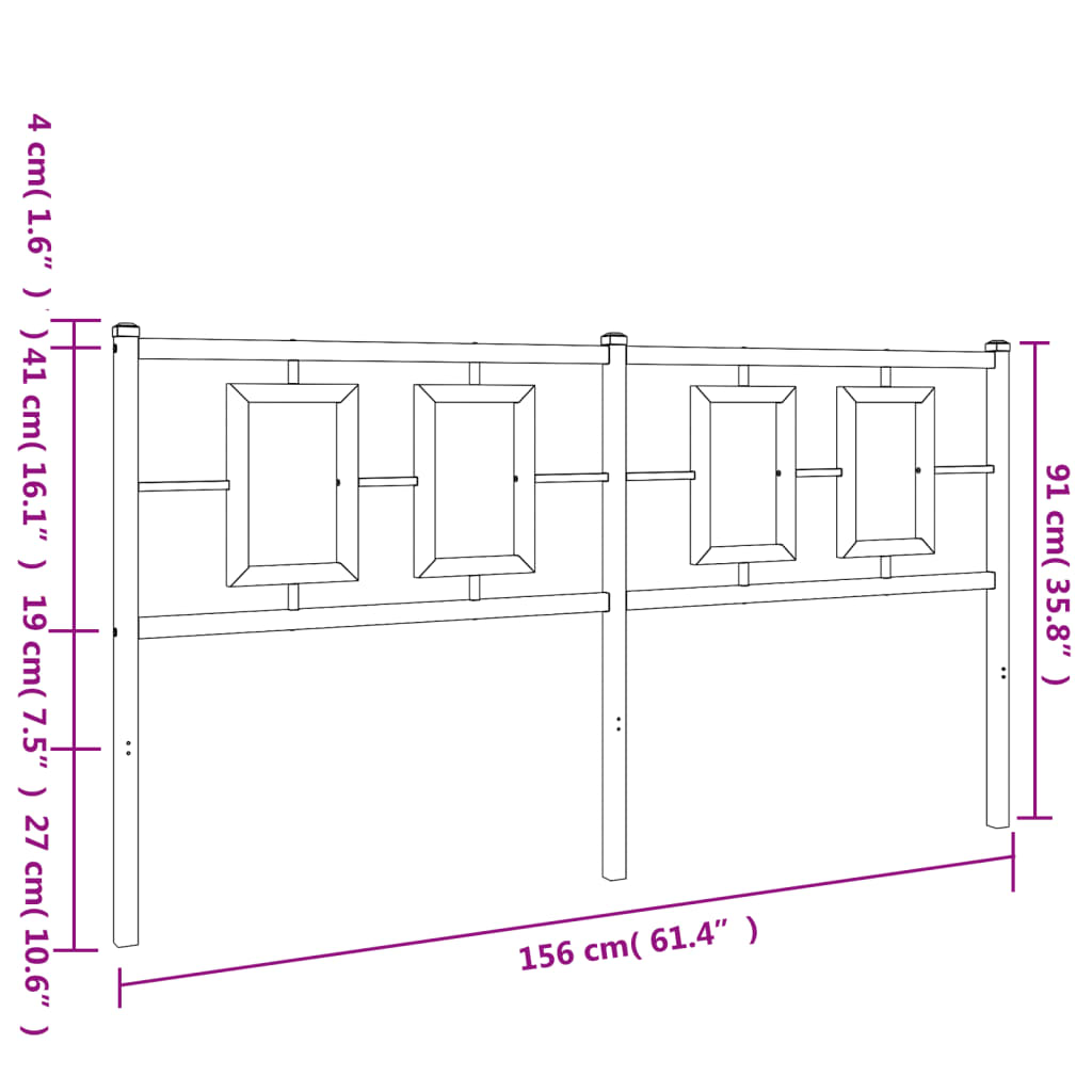 Tăblie de pat metalică, alb, 150 cm GartenMobel Dekor