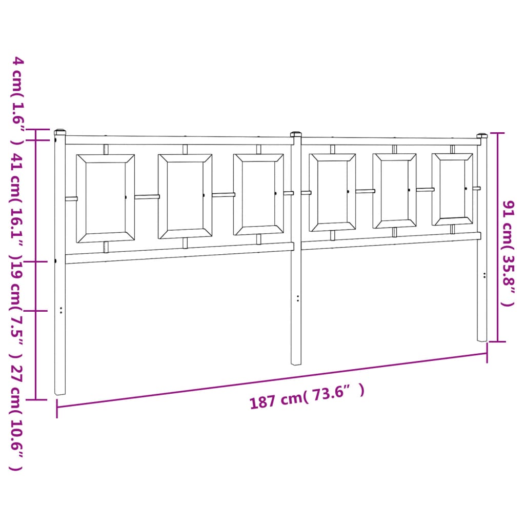 Tăblie de pat metalică, alb, 180 cm GartenMobel Dekor