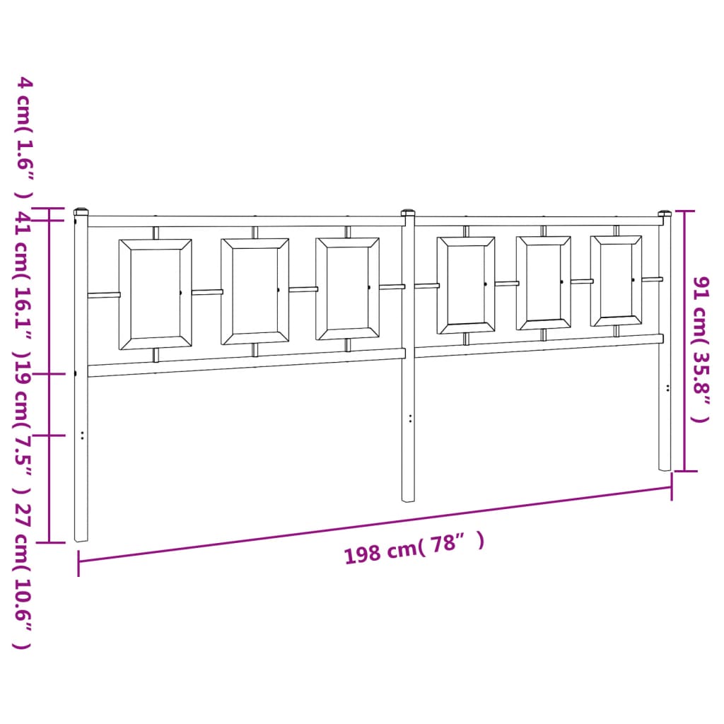 Tăblie de pat metalică, alb, 193 cm GartenMobel Dekor