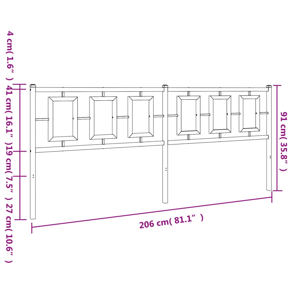 Tăblie de pat metalică, alb, 200 cm GartenMobel Dekor