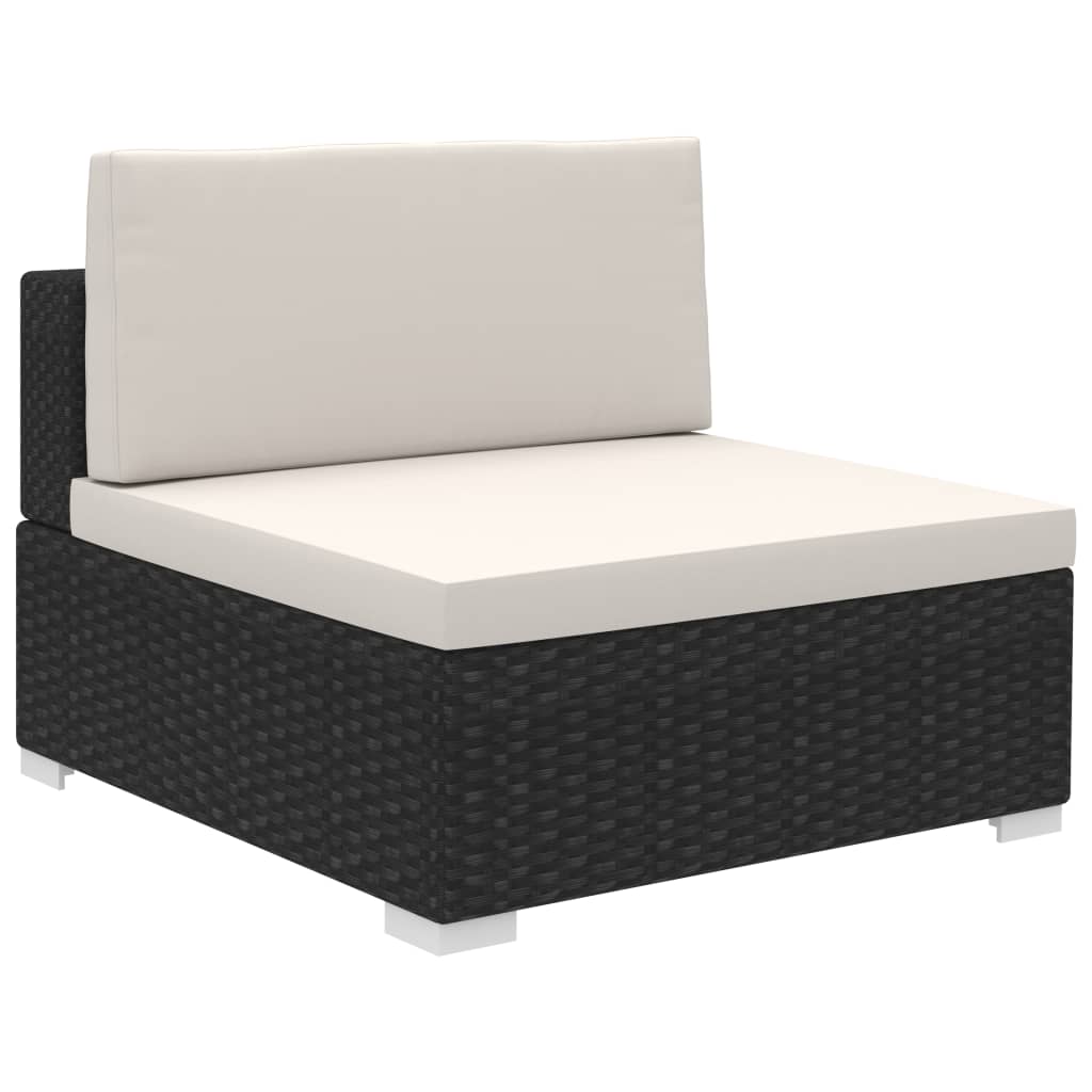 Set mobilier de grădină cu perne, 12 piese, negru, poliratan GartenMobel Dekor